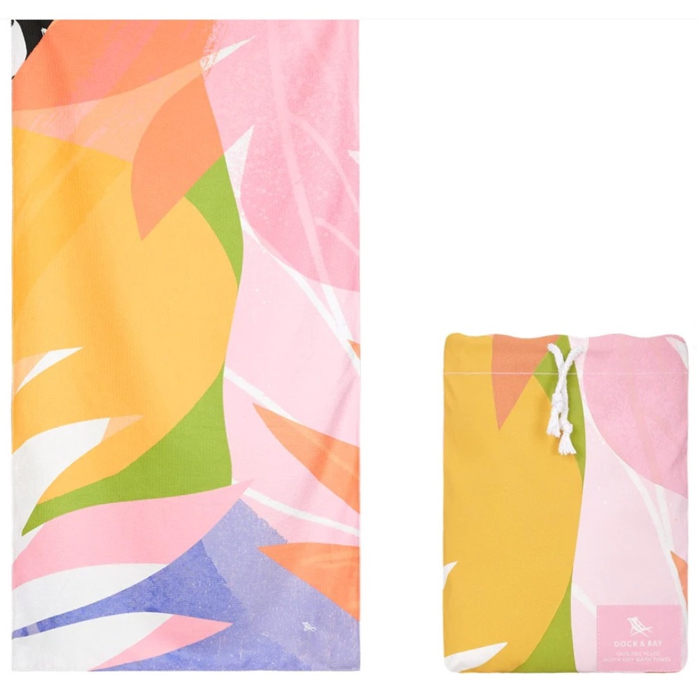 quick dry print retreat towel-sz X-L in cinch bag-NWT-100% recycled materials